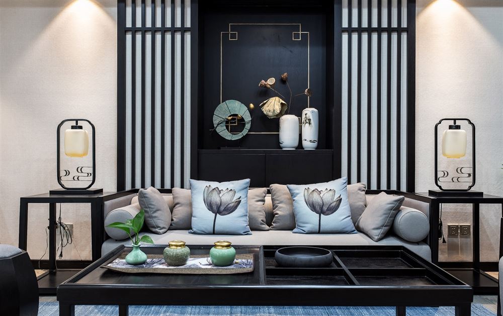 紫光小区139平米三居-新中式风格家装设计室内米乐|米乐·m6（中国）官方网站