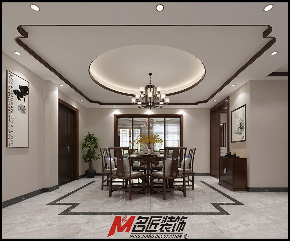 新中式风格室内米乐|米乐·m6（中国）官方网站-万和华府复式180平米