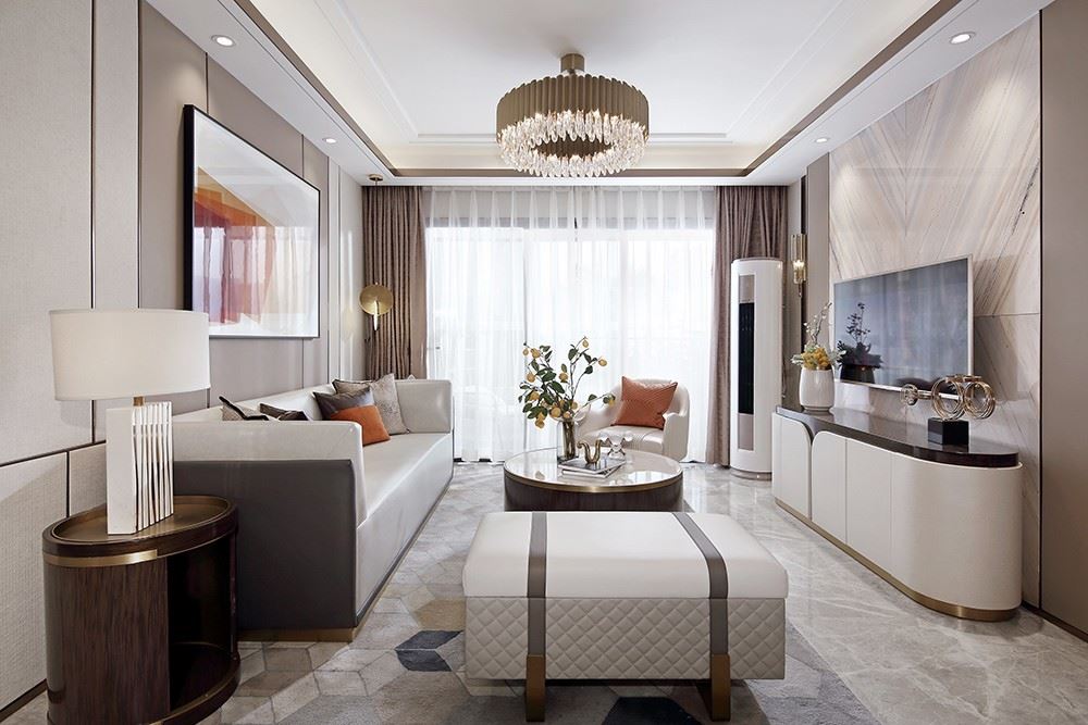 达进豪庭122平方米三居-现代轻奢风格家装设计室内米乐|米乐·m6（中国）官方网站